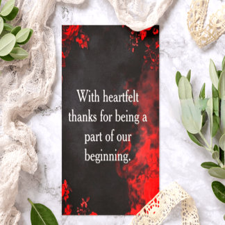 Carte De Remerciements Dramatic Black & Red Floral Wedding Thank You