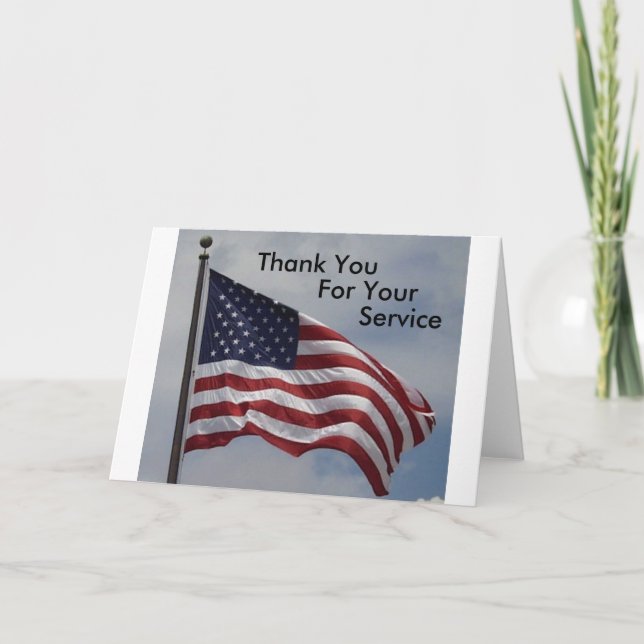 Carte De Remerciements Drapeau Américain, Merci, Pour Votre, Service (Devant)