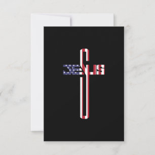Carte De Remerciements Drapeau croisé de Christian Jesus Patriotique Chri