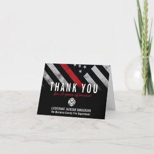 Carte De Remerciements Drapeau de ligne rouge pour l'anniversaire de retr