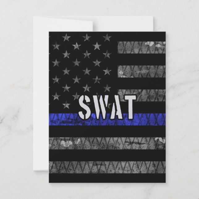Carte De Remerciements Drapeau de police SWAT en détresse (Devant)