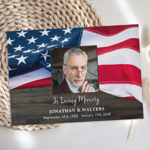 Carte De Remerciements Drapeau Patriotique USA Photo Mémorial militaire F