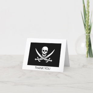 Carte De Remerciements Drapeau pirate crâne épées croisées