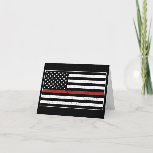 Carte De Remerciements Drapeau USA Thin Red Line Département des pompiers (Devant)