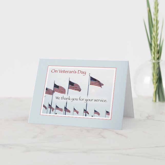 Carte De Remerciements Drapeaux volant le jour de l'ancien combattant (Devant)