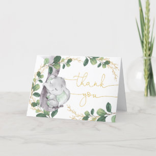Carte De Remerciements Dreamenery Gold Sleeping Elephant Baby shower