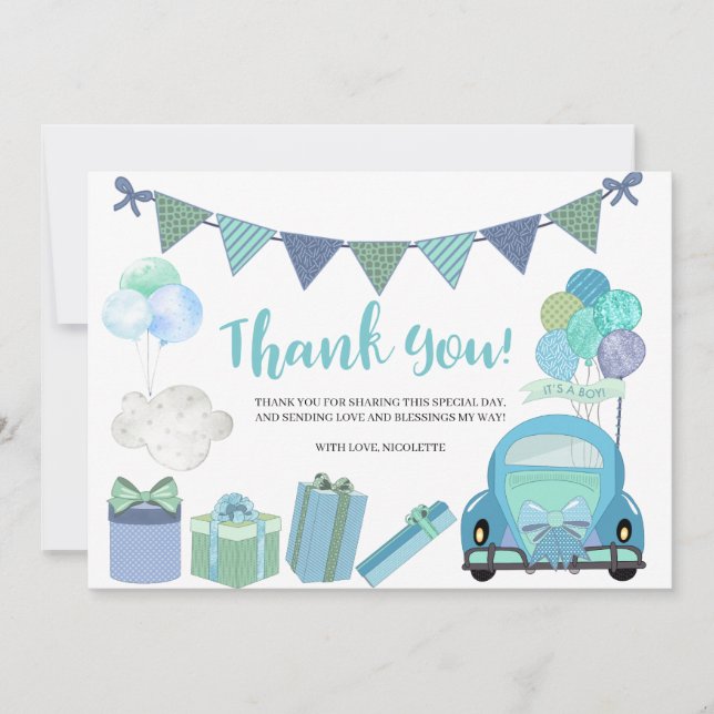 Carte de remerciements Drive By Baby shower Parade (Devant)