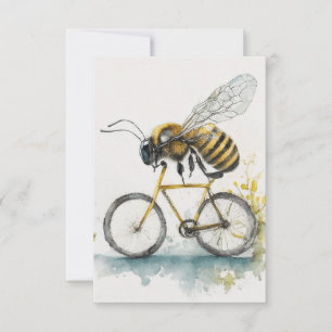 Carte De Remerciements Drôle abeille à vélo en train de dessiner l'aquare