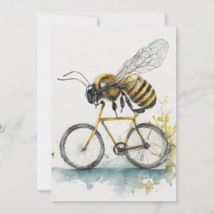 Carte De Remerciements Drôle abeille à vélo en train de dessiner l'aquare