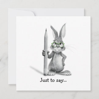 Carte De Remerciements Drôle Main Bunny Dessinée Juste Pour Dire