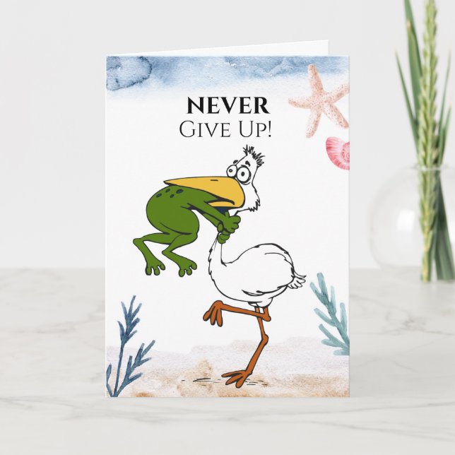 Carte De Remerciements Drôle ne jamais abandonner la grenouille Choquant  (Devant)