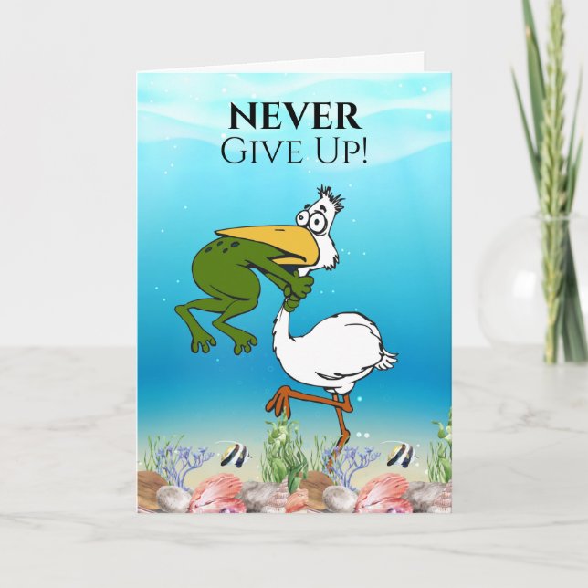 Carte De Remerciements Drôle ne jamais abandonner la grenouille Choquant  (Devant)