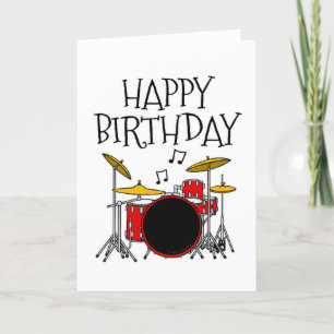 Carte De Remerciements Drummer Birthday Card Drum Kit Musicien