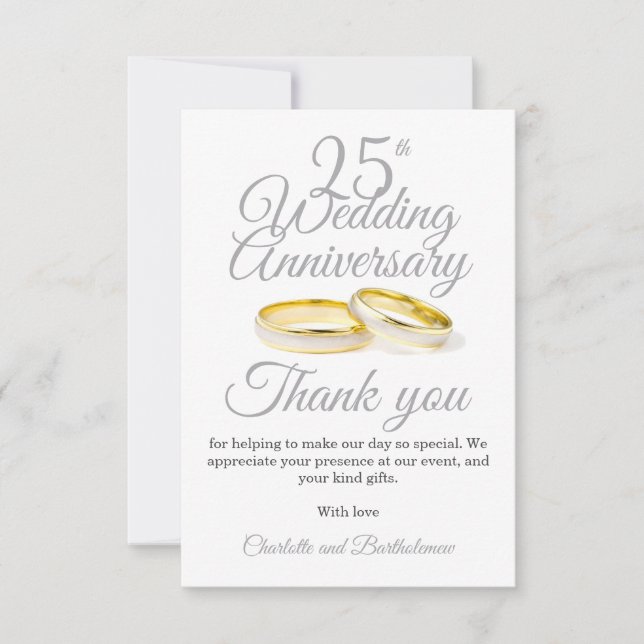 carte de remerciements du 25e anniversaire du Mari (Devant)