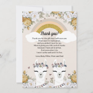 Carte de remerciements du Baby shower Alpaca Twins