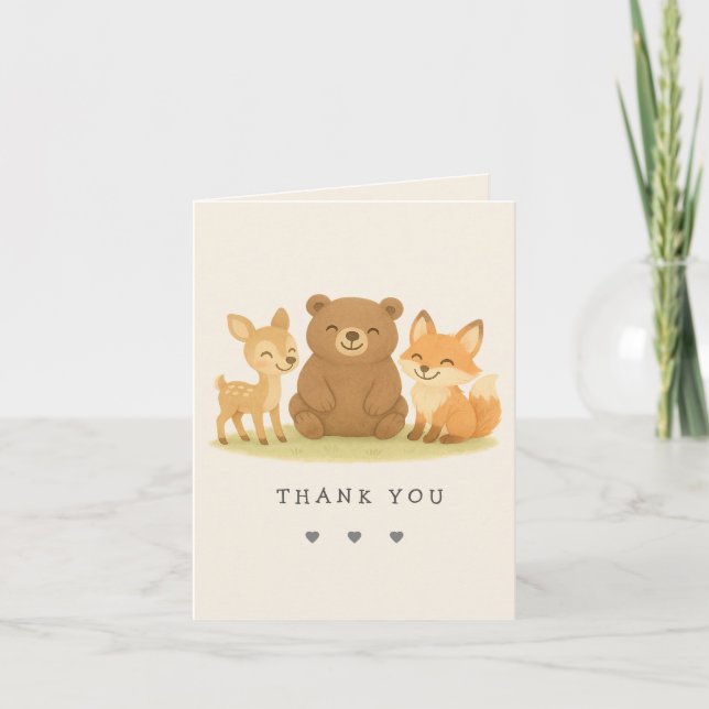 Carte de remerciements du Baby shower animal des b (Devant)