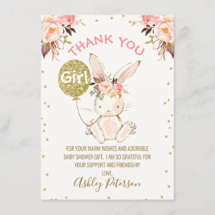 Carte de remerciements du Baby shower de Bunny en 