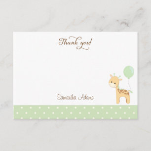 Carte de remerciements du Baby shower de la Girafe