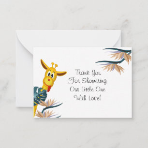 Carte de remerciements du Baby shower de la Girafe