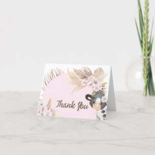 Carte de remerciements du Baby shower de la vache