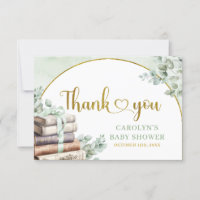 Carte de remerciements du Baby shower de livres de