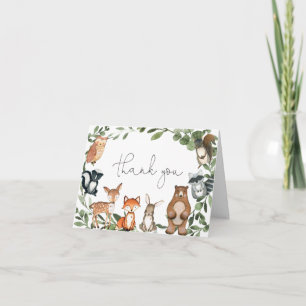 Carte de remerciements du Baby shower des animaux 