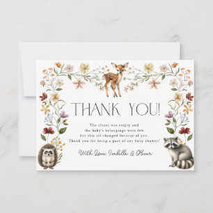 Carte de remerciements du Baby shower des animaux