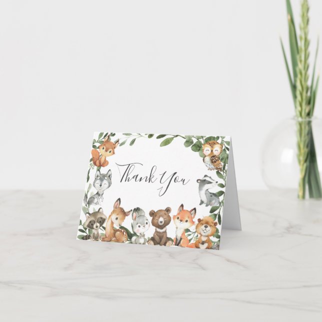 Carte de remerciements du Baby shower des animaux  (Devant)