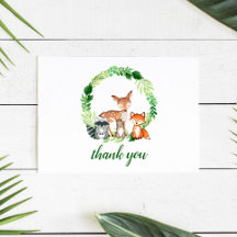 Carte de remerciements du Baby shower des animaux