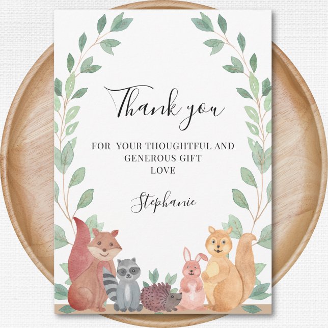 Carte de remerciements du Baby shower des animaux  (Créateur téléchargé)