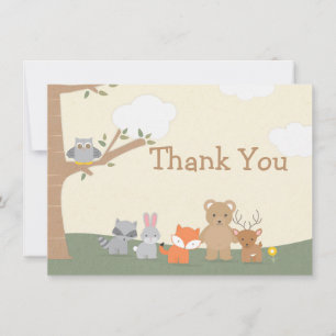 Carte de remerciements du Baby shower des animaux 