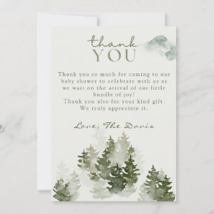 Carte de remerciements du Baby shower forestier d'