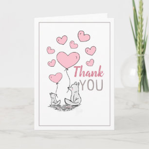 Carte de remerciements du Baby shower Fox Hearts