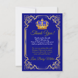 Carte de remerciements du Baby shower royal