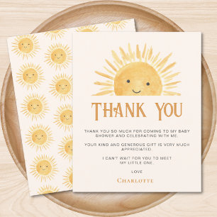 Carte de remerciements du Baby shower Sunshine Bud