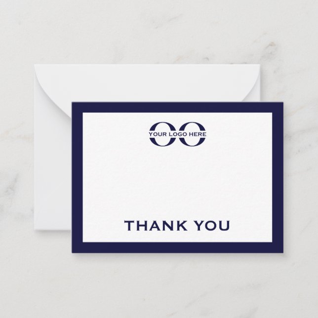 Carte de remerciements du logo commercial bleu et  (Devant)