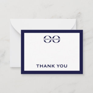 Carte de remerciements du logo commercial bleu et 