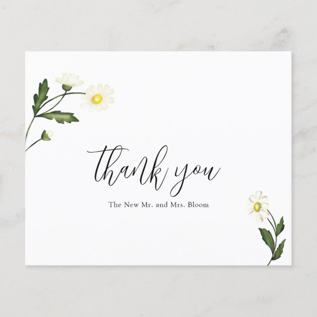 Carte de remerciements du Mariage budgétaire flora (Devant)