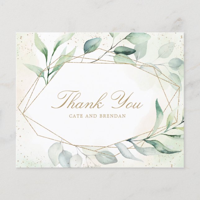 Carte de remerciements du Mariage de budget géomét (Devant)