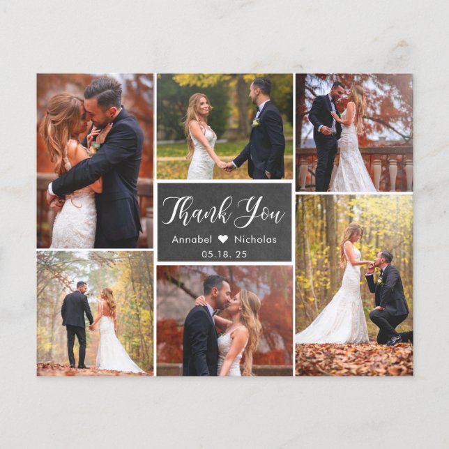 Carte de remerciements du Mariage de collage du ta (Devant)