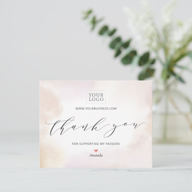 Carte de remerciements du package Watercolor Busin (Debout devant)