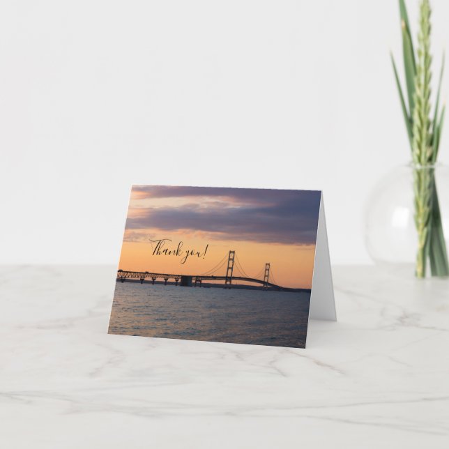 Carte de remerciements du pont Mackinac Dusk Orang (Devant)