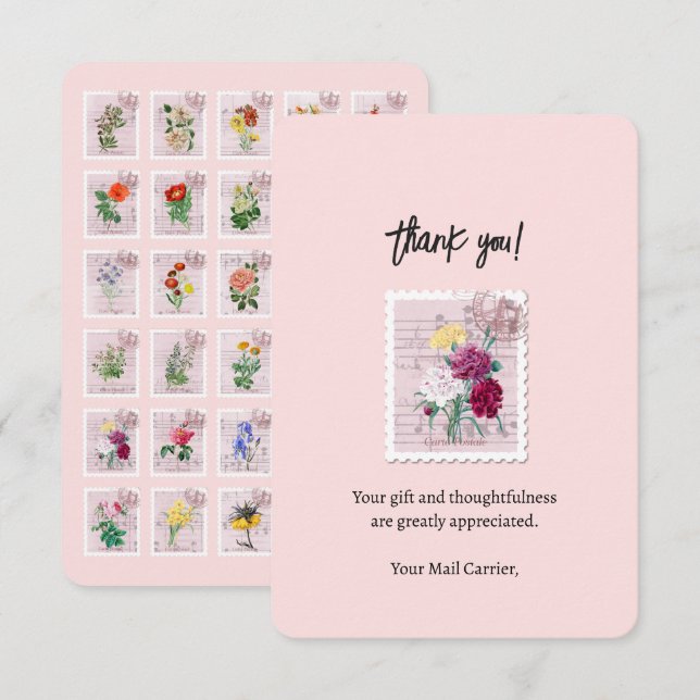 Carte de remerciements du transporteur de timbres- (Devant / Derrière)