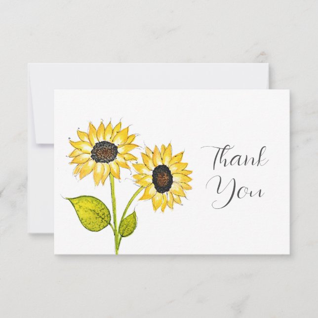 Carte De Remerciements 'Duet de tournesol' (Devant)