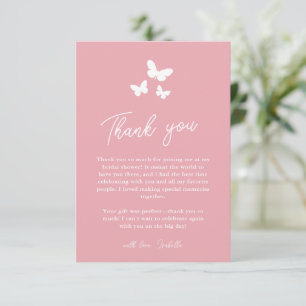 Carte De Remerciements Durée de vie des papillons rose gêné Baby Shower d