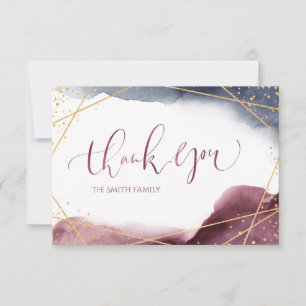 Carte De Remerciements Dusk Watercolor Géométrique Calligraphie moderne