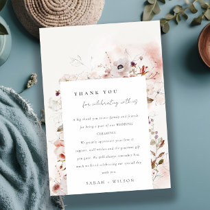 Carte De Remerciements Dusky Fall Marsala Blush Floral Wreath Mariage