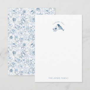Carte De Remerciements Dusty Blue Chinoiserie Élégant Baby shower