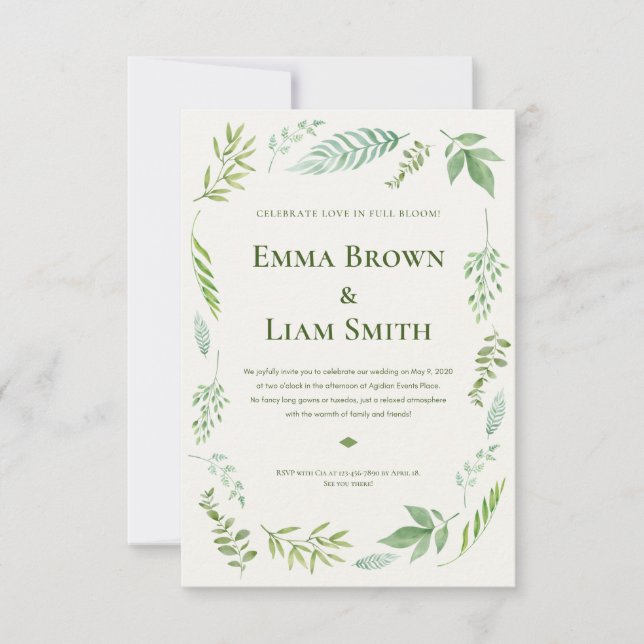 Carte De Remerciements Dusty Blue Eucalyptus Vert Mariage Succulent I (Devant)