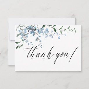 Carte De Remerciements Dusty Blue Floral Wisteria Mariage d'aquarelle